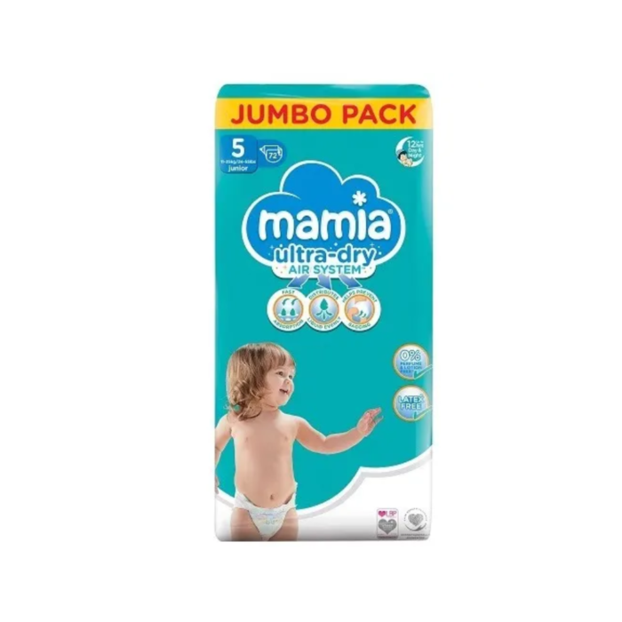 Mamia Ultra Dry Diapers - Jumbo - Size 5- 72 count