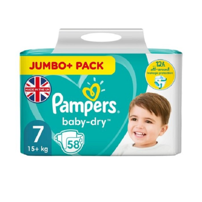 Pampers Baby Dry 7 Taped Jumbo Pack 58 Pcs