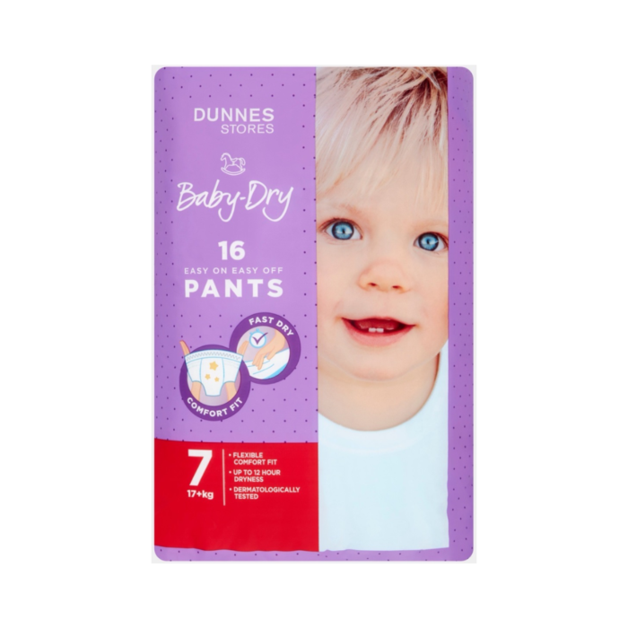 Dunnes Baby Dry Pants Size 7 - Pack Of 16